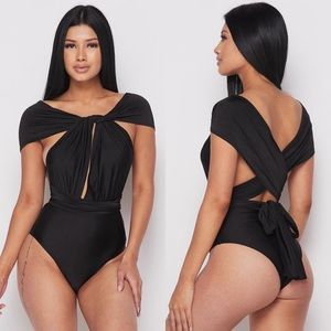 🖤 Sexy Convertible Jersey Bodysuit - Black